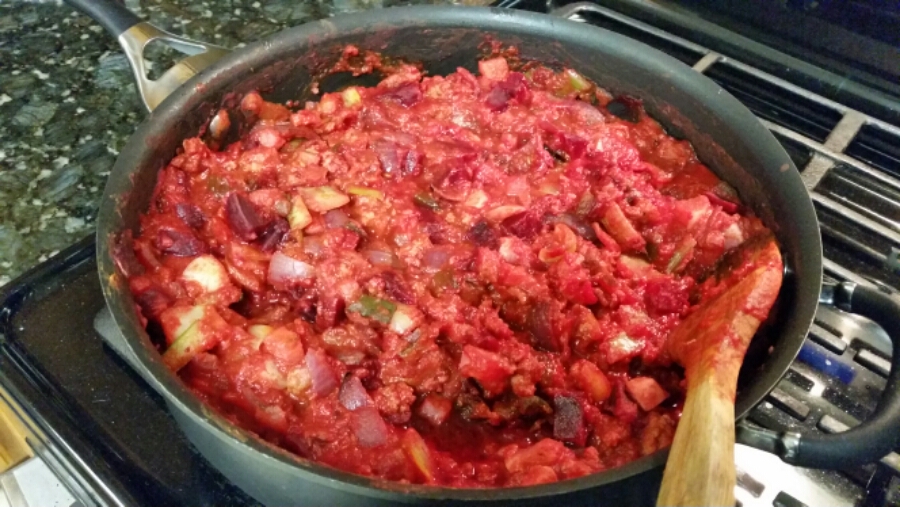 Pasta sauce made from scratch with roasted veggies