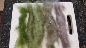 Gradient Rolags with dyed and undyed yak/silk blend