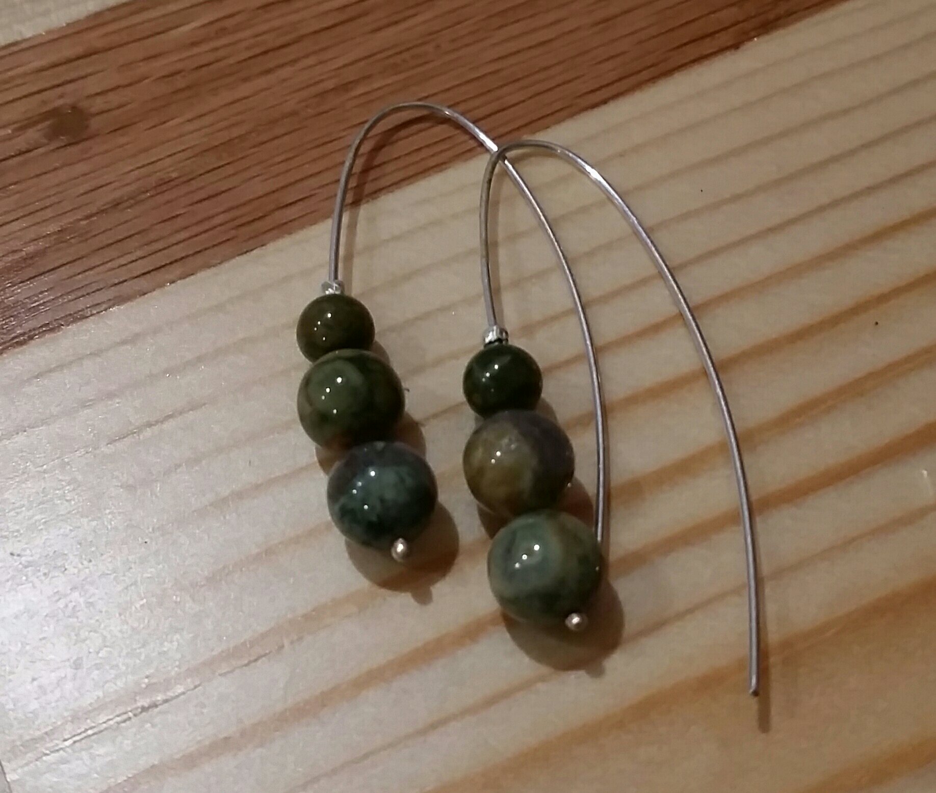 Simple Earrings with Moss Agate