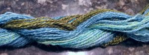 3 colors of Yak/Silk blend - Alfalfa green, Deep Sea, and South Pacific