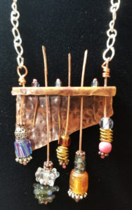 Copper and Glass Bead Shelf Pendant