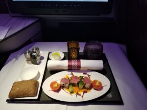 Appetizer course - Dinner on Qatar Air